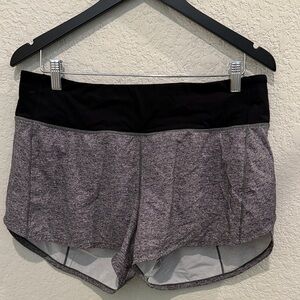 Lululemon Women's Heathered Black and Gray Shorts size 10